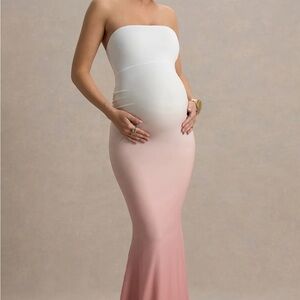 Club London - Sharnie - Pink Ombre Strapless Maternity Maxi Dress